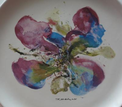ZAO Wou-Ki - Orchidée, 1986 - Sérigraphie sur Porcelaine signée 2