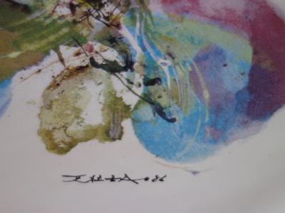 ZAO Wou-Ki - Orchidée, 1986 - Sérigraphie sur Porcelaine signée 2