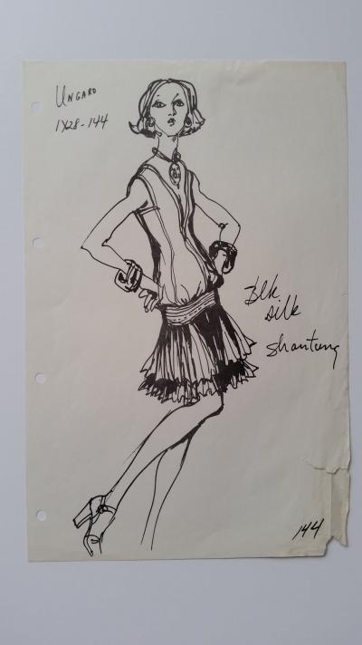 Emanuel Ungaro - Robe en soie Shantung noir, Croquis 2