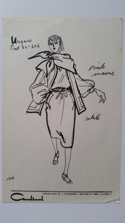 Emanuel Ungaro - Croquis ensemble robe et veste - Pink mauve 2