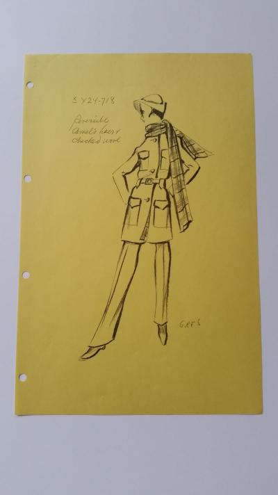 Madame Grès - Croquis ensemble veste et pantalon - Reversible camel’s hair & checked wool 2