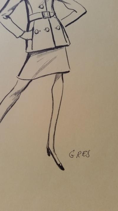 Madame Grès - Croquis tailleur jupe - White wool 2