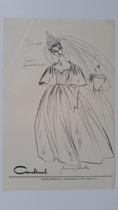 Florence Schatken - Croquis robe de mariée  - Satin jewelled embellishments 2