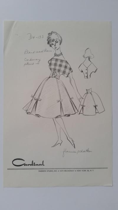 Florence Schatken - Croquis ensemble haut et jupe - plaid wool blouse & corduroy skirt 2