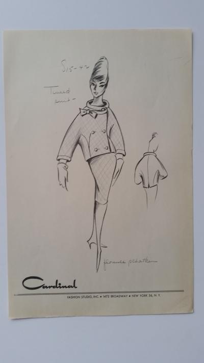 Florence Schatken - Croquis tailleur jupe - tweed suit 2