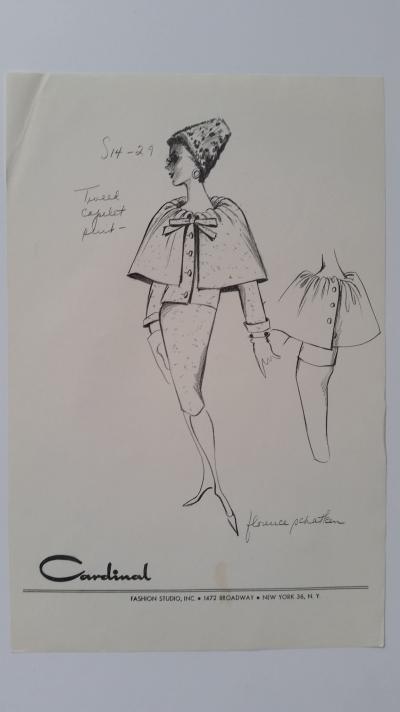 Florence Schatken - Croquis tailleur jupe - Tweed capelet suit 2