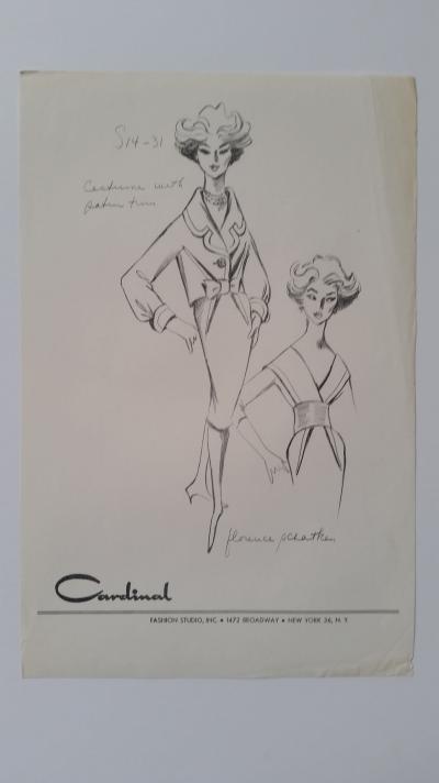 Florence Schatken - Croquis ensemble robe et veste - Costume with satin trim 2