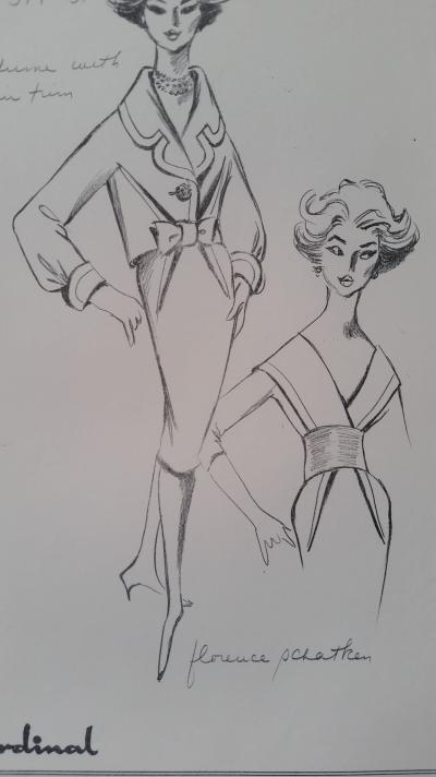 Florence Schatken - Croquis ensemble robe et veste - Costume with satin trim 2