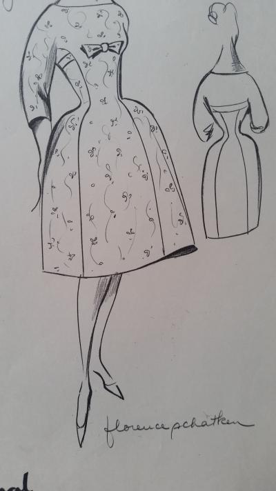 Florence Schatken - Croquis robe - Embroidered wool jersey 2
