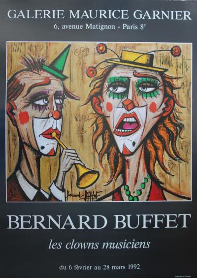 Bernard BUFFET : Les clowns musiciens - Affiche originale signée au feutre 2