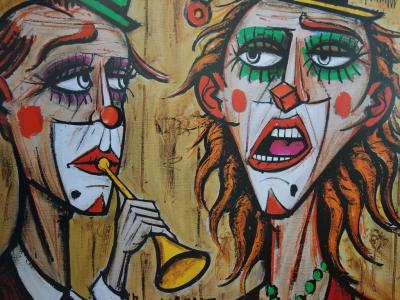 Bernard BUFFET : Les clowns musiciens - Affiche originale signée au feutre 2