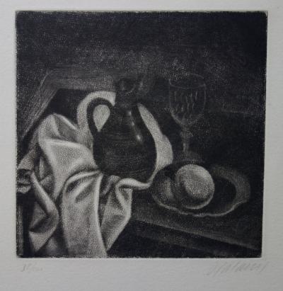 Demetrios GALANIS : Table du déjeuner, Gravure originale signée 2