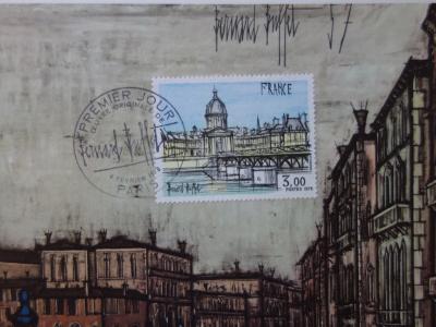 Bernard Buffet : Le Grand Canal de Venise, Illustration ornée du timbre et du cachet signature (1978) 2