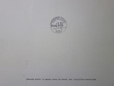 Bernard Buffet : Le Grand Canal de Venise, Illustration ornée du timbre et du cachet signature (1978) 2