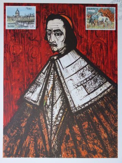 Bernard Buffet : Le Cardinal de Richelieu, Illustration ornée du timbre et du cachet signature (1978) 2