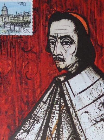 Bernard Buffet : Le Cardinal de Richelieu, Illustration ornée du timbre et du cachet signature (1978) 2