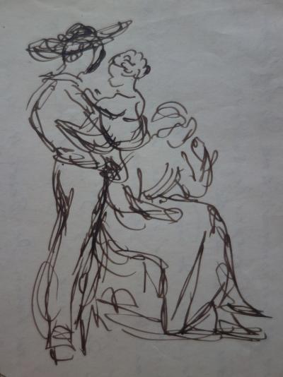 Demetrios GALANIS : Cupidon et Amour - Dessin original signé 2