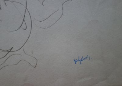 Demetrios GALANIS : Etude de modèle à genoux - Dessin original signé 2