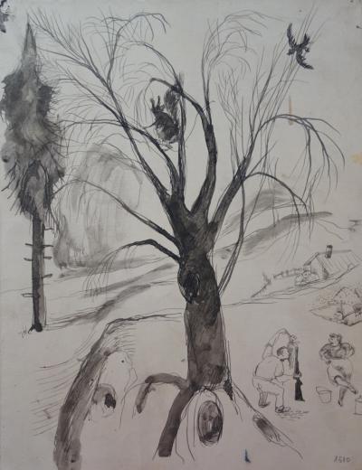 Edouard Goerg - Scène de chasse - Dessin original signé 2