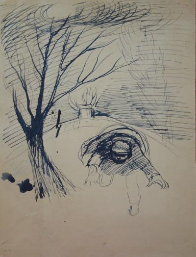 Edouard Goerg - Scène de campagne - Dessin original signé 2