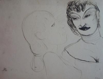 Edouard Goerg - Actrice androgyne - Dessin original signé 2