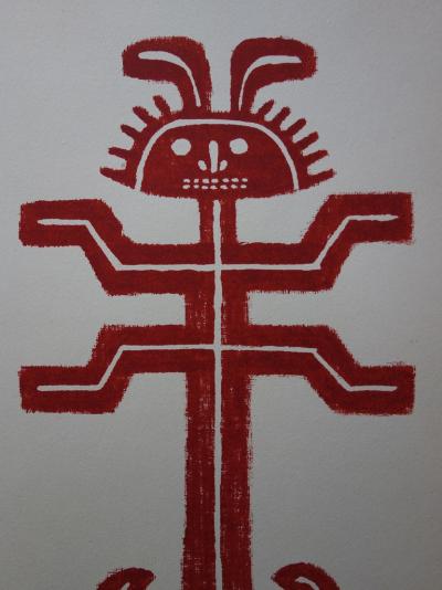Tolima Culture, Lithograph with Precolumbian pattern - 