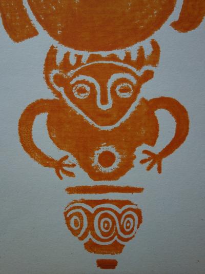 Culture Calima - Lithographie à motif Précolombien : 