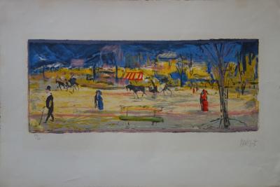 Gabriel DAUCHOT : Au Bois de Boulogne - Lithographie originale Signée 2