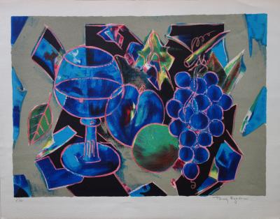 Tony AGOSTINI : Verre et fruits - Lithographie originale Signée 2