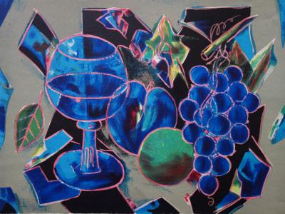 Tony AGOSTINI : Verre et fruits - Lithographie originale Signée 2