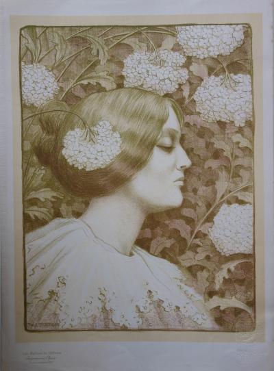 Paul Berthon - Femme aux fleurs, Lithographie originale (1896-1900) 2