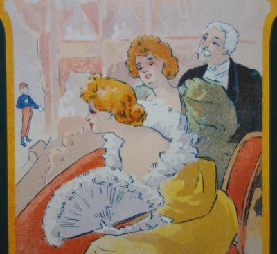 Anonyme - Femmes galantes à la loge, Lithographie originale signée 2