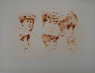 Paul César HELLEU - Etude de Mère et Filles - Gravure originale signée au crayon 2