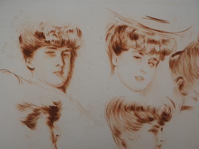 Paul César HELLEU - Etude de Mère et Filles - Gravure originale signée au crayon 2