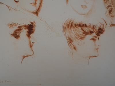 Paul César HELLEU - Etude de Mère et Filles - Gravure originale signée au crayon 2