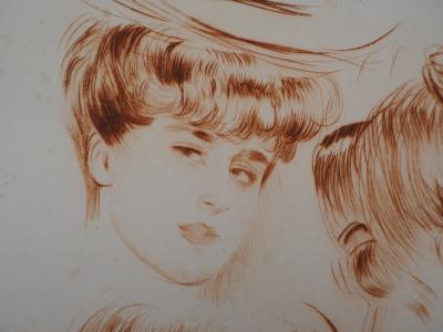 Paul César HELLEU - Etude de Mère et Filles - Gravure originale signée au crayon 2