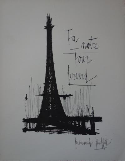 Bernard BUFFET : Paris : La Tour Eiffel - Gravure originale signée au crayon 2