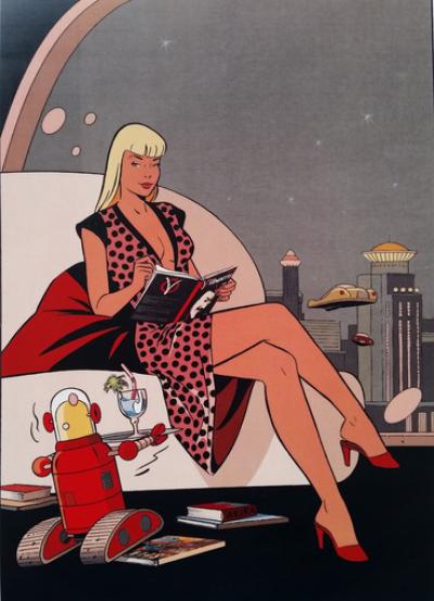 Philippe Berthet - Pin-up avec robe a pois 2