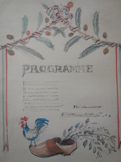 Gustave POETZSCH : Programme - Aquarelle originale signée 2