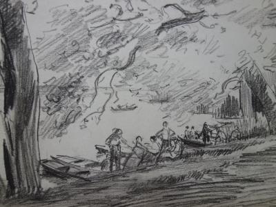 Gustave POETZSCH (1870-1950) - Balade en barque - Dessin original signé 2