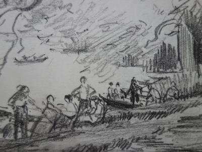 Gustave POETZSCH (1870-1950) - Balade en barque - Dessin original signé 2