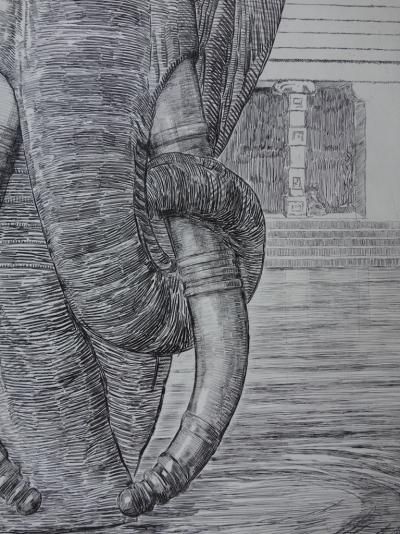 Paul JOUVE (d’après) : Elephant du temple de Siva - Gravure 2