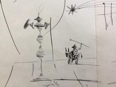 Salvador Dali, Grand dessin à l’encre, Don Quichote et Sancho Panza, 1970 2