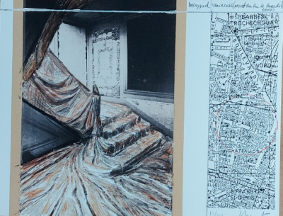 CHRISTO - Wrapped Staircase rue de Paradis, 2001 - Lithographie et collage signé au crayon 2