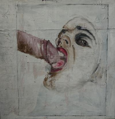 Philippe Pasqua : Scène érotique - Acrylique sur toile - Signée 2