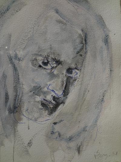 Philippe PASQUA : Portrait d’homme - Encre et aquarelle sur papier - Signée 2