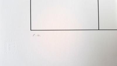 Gottfried Honegger - Composition 4 carrés 3D (orange, vert, jaune, noir) 2