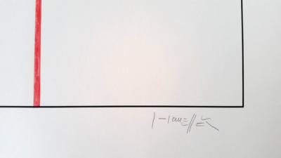Gottfried HONEGGER - Composition Cercle et Carré (noir, rouge), 2015, Sérigraphie signée 2