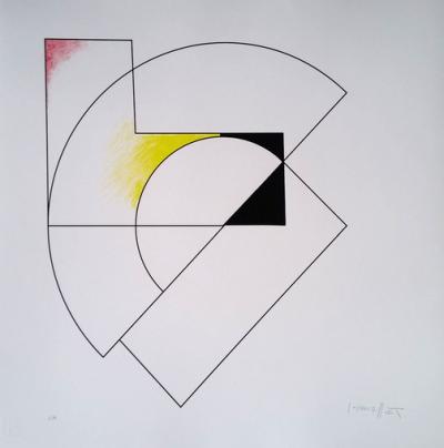 Gottfried HONEGGER - Composition géométrique (rouge, jaune, noir), 2015, Sérigraphie signée 2