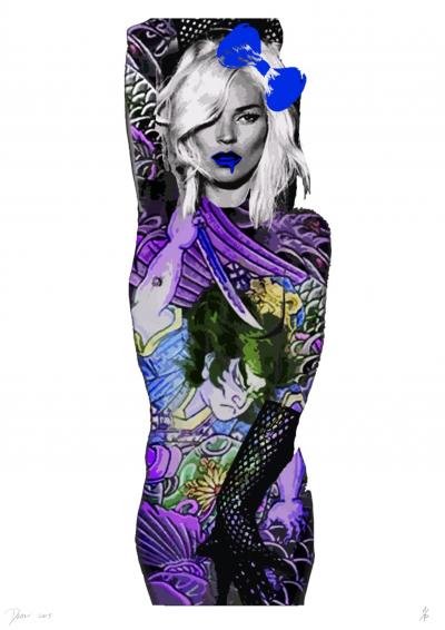 Death NYC - Kate Moss Tattoo Purple - Sérigraphie signée 2